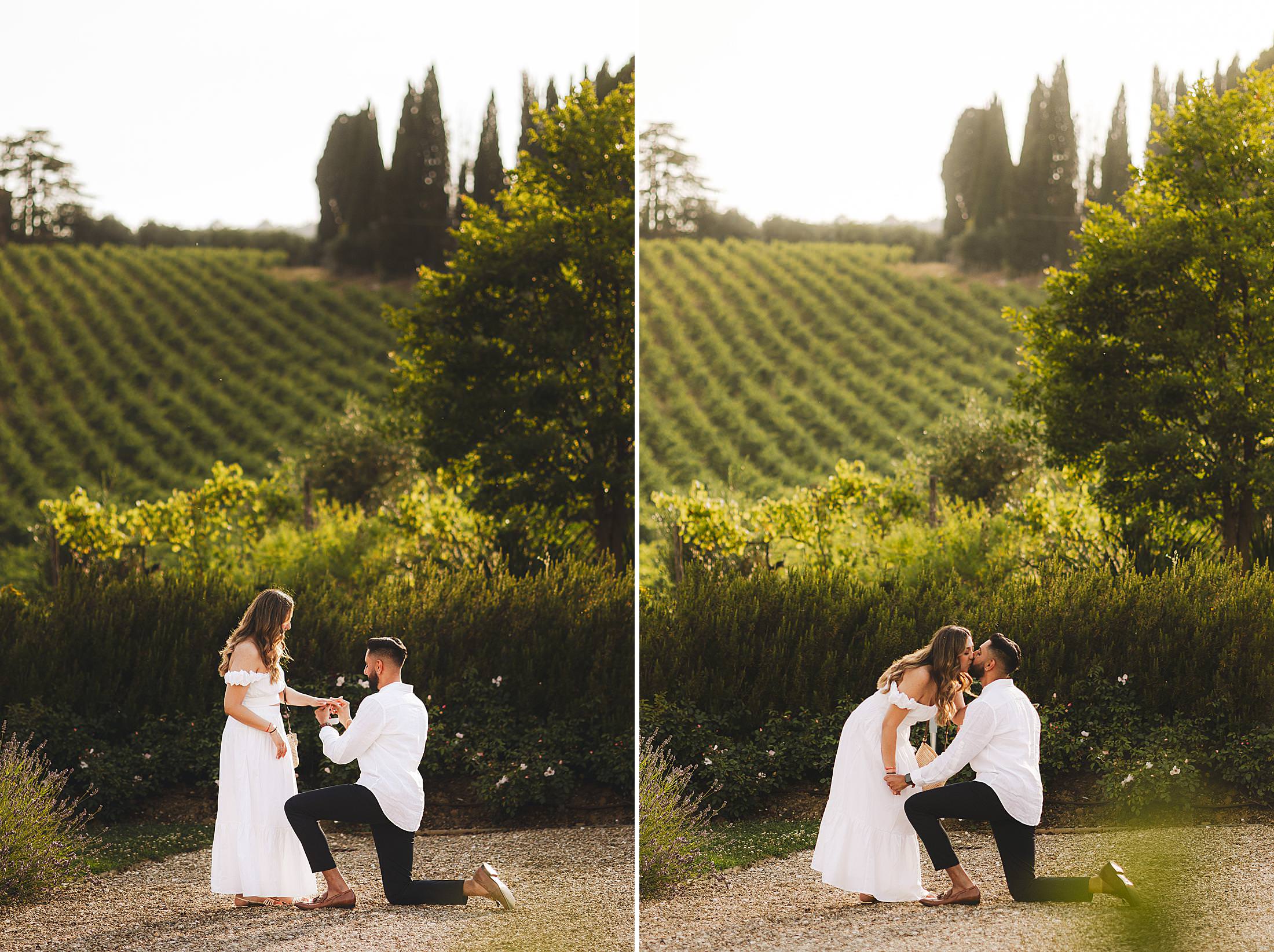 Dreaming unforgettable secret wedding proposal in the heart of Chianti at Relais Borgo del Cabreo