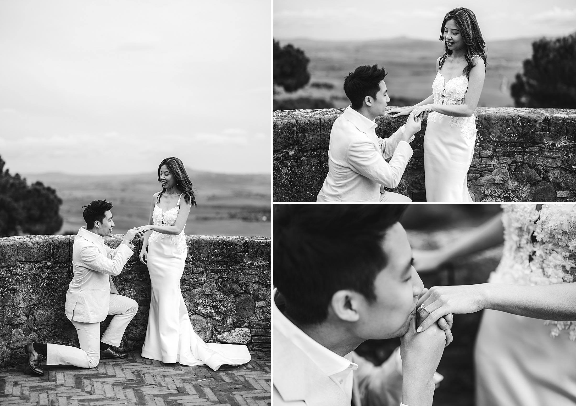 Lovely proposal photo took in the heart of Val d’Orcia in Pienza