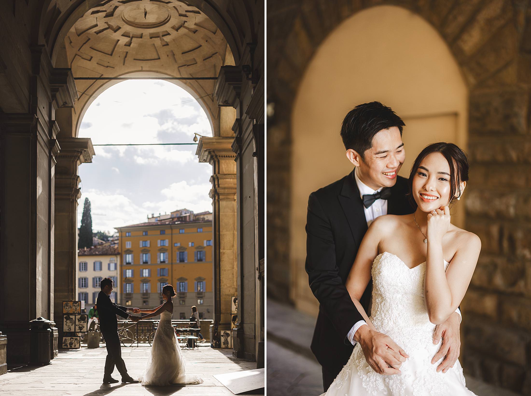 Lovely and exciting couple pre-wedding photo shoot in the historic charm of the city center of Florence