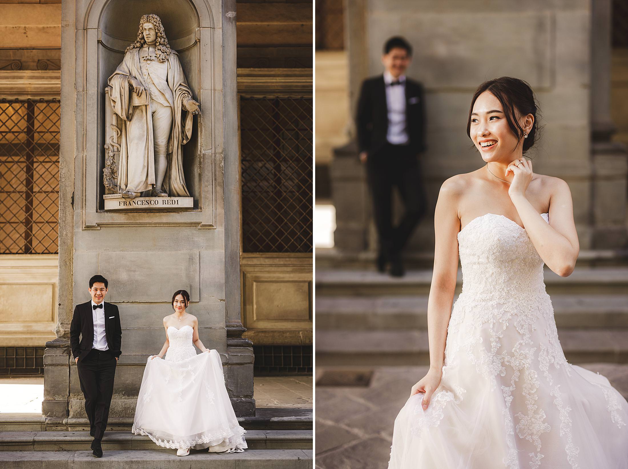 Lovely and exciting couple pre-wedding photo shoot in the historic charm of the city center of Florence